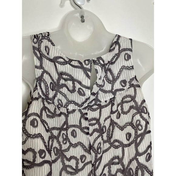 Sine Silk Overlay Sleeveless Top Blouse Chain Link Print Plum and Cream‎ Medium - Picture 6 of 9